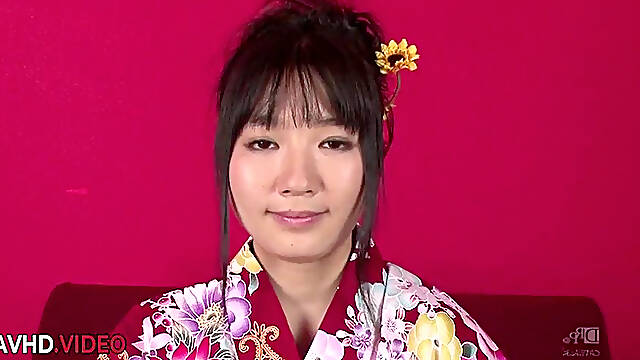 Chiharus Sexy Kimono Seduction Ends with Ecstatic Asian Creampie Threesome