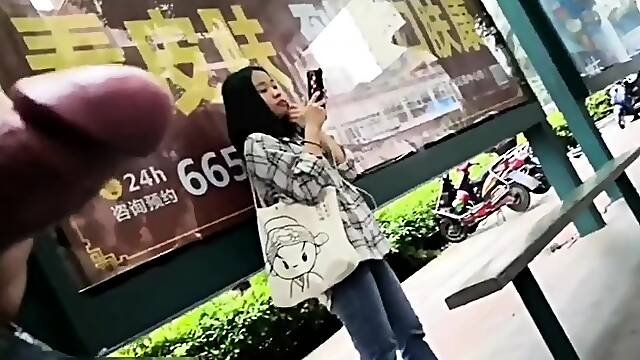 Perverted flasher showing his cock to women in public