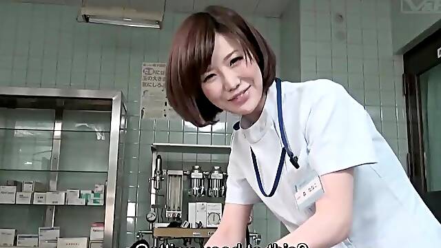 Subtitles CFNM Japanese female doctor handjob