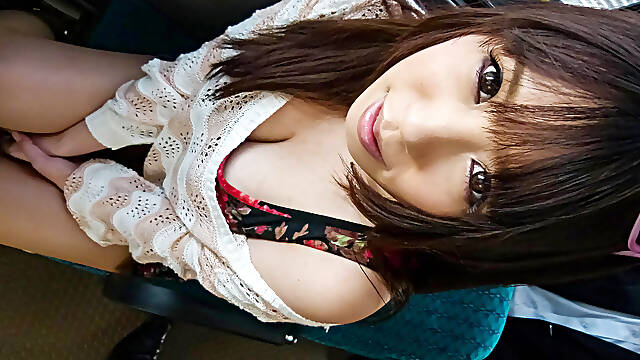 Brunette from Japan gets fucked on a public bus