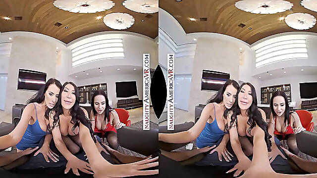 Virtual reality group fucking with MILFs