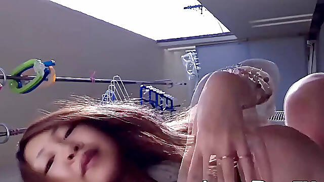 Shy Japanese babe pees on the floor in public