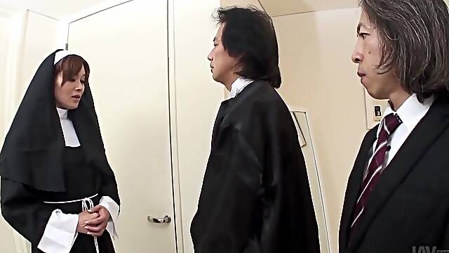 Hot Nun Hitomi Kanou Stripped For Double