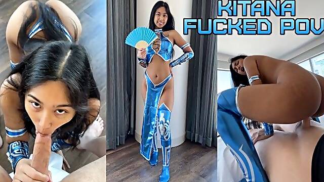 Kitana From Mortal Kombat Sucks, Fucks, And Swallows!