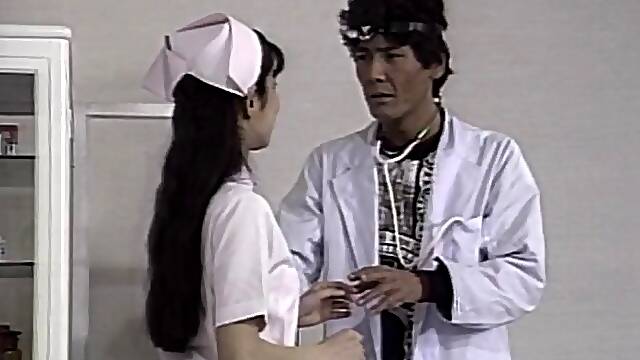 Asian nurse and doctor get their fuck on in an exam room