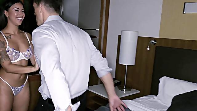 Fucking in the hotel room with sexy Asian escort Ameena Green