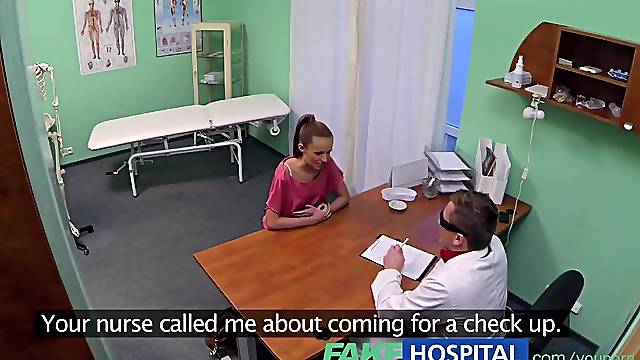 FakeHospital Hot Brunette Patient returns craving the doctors big cock