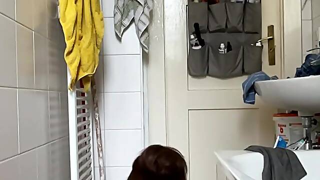 Lewd mother Id like to fuck Cunt and Anal Squirting Climax in the Water closet