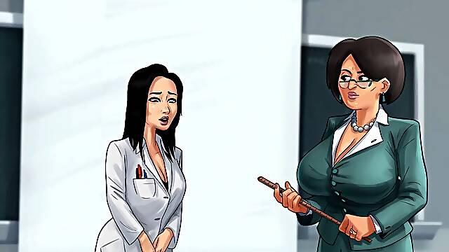 Fucked My science schoolteacher in the science Lab in the collage - Summertime saga porno game have fun