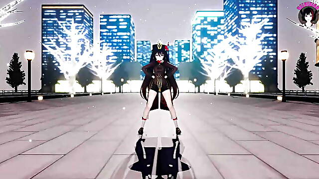 Genshin Impact - Hu Tao Squirt Dance + Gradual Undressing (3D HENTAI)