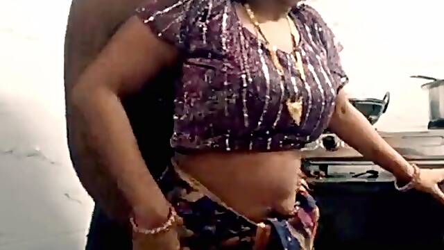 Indian wife gets hot and heavy in the kitchen with her husband