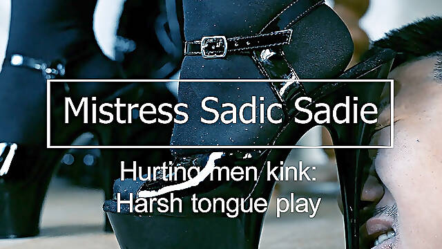 Harsh Tongue Play! Destroying Your Tongue with My Heels. Kink Hurting Men